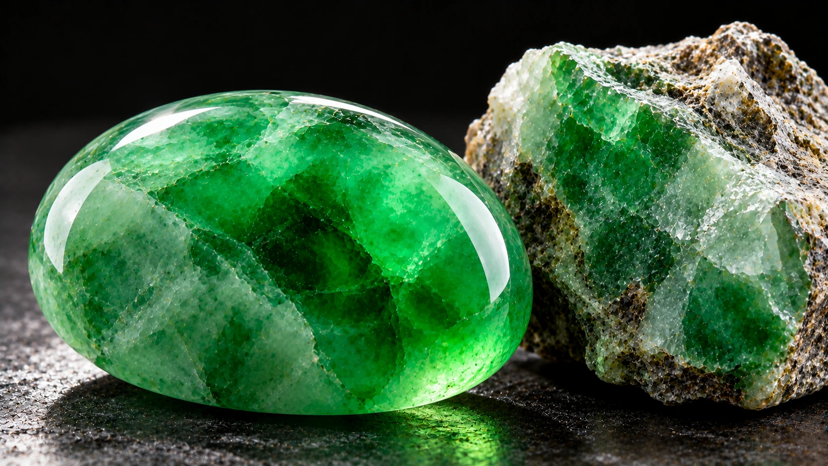 Jadeíta verde translúcida de alta calidad