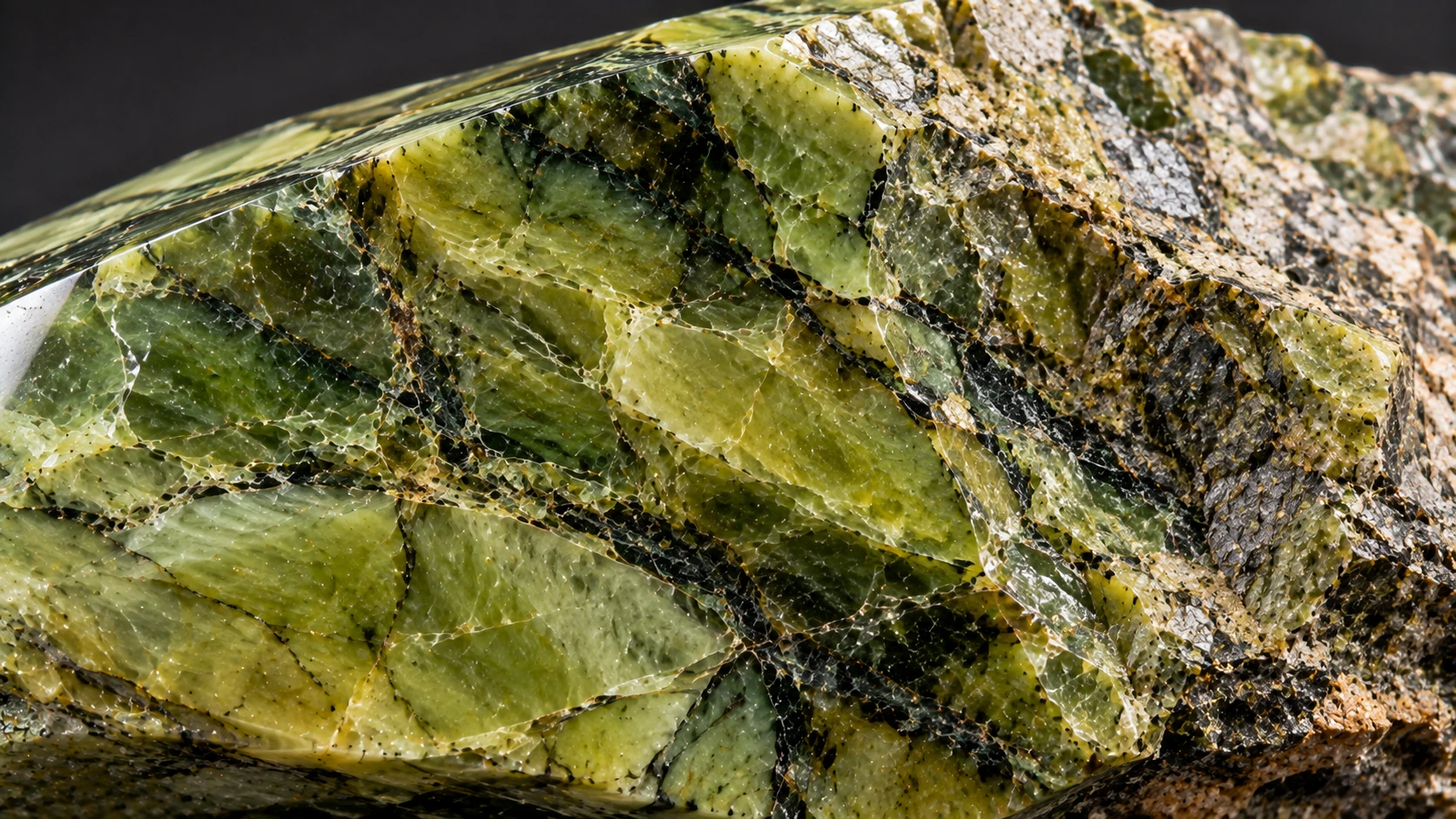 Textura natural de serpentina verde observada de cerca