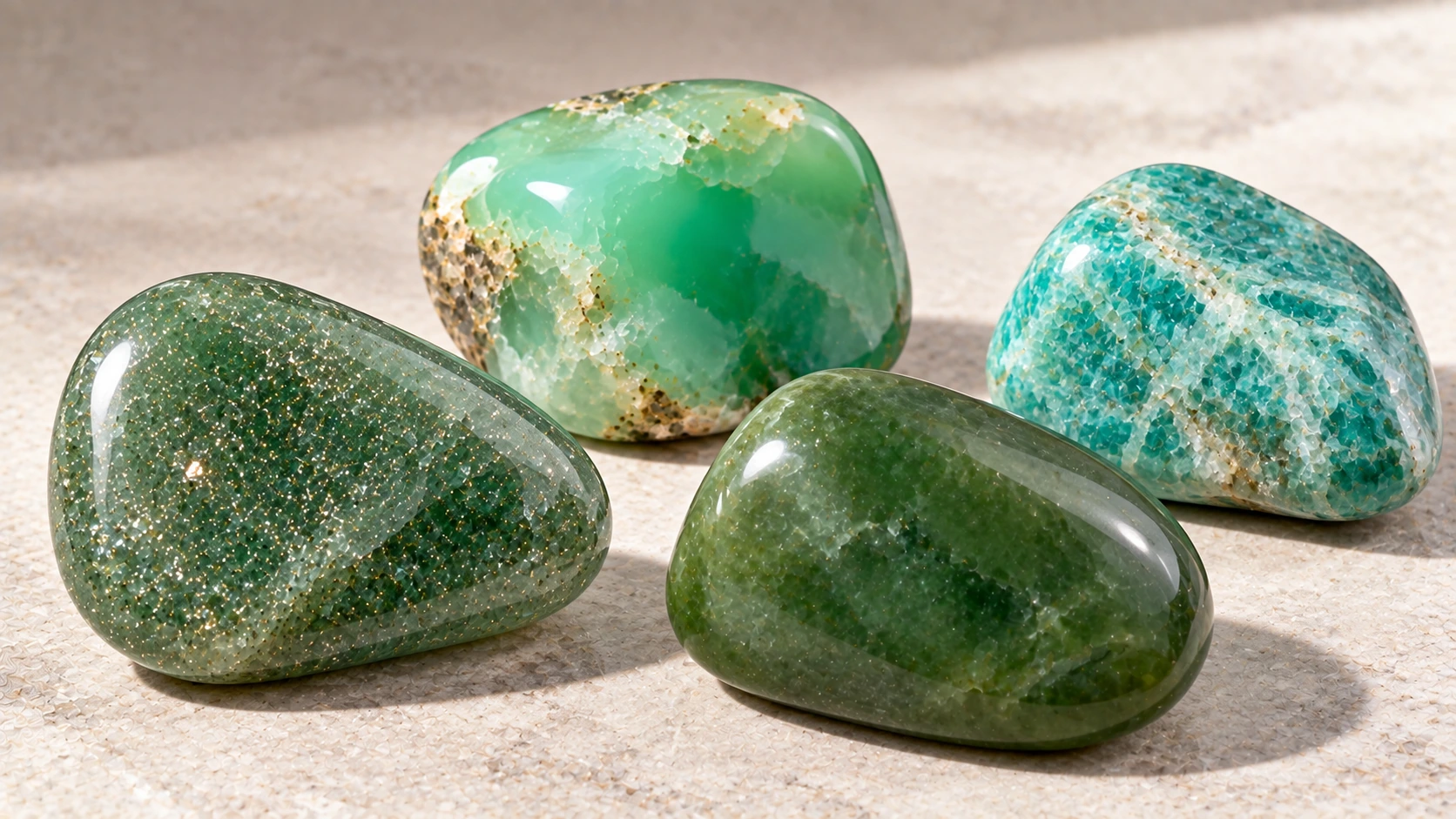 Comparación de aventurina verde con otras piedras verdes