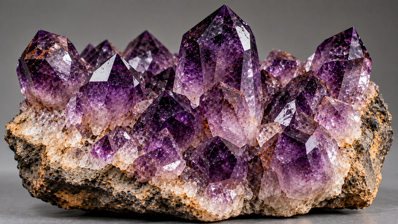 Amatista de Zambia con cristales violetas naturales