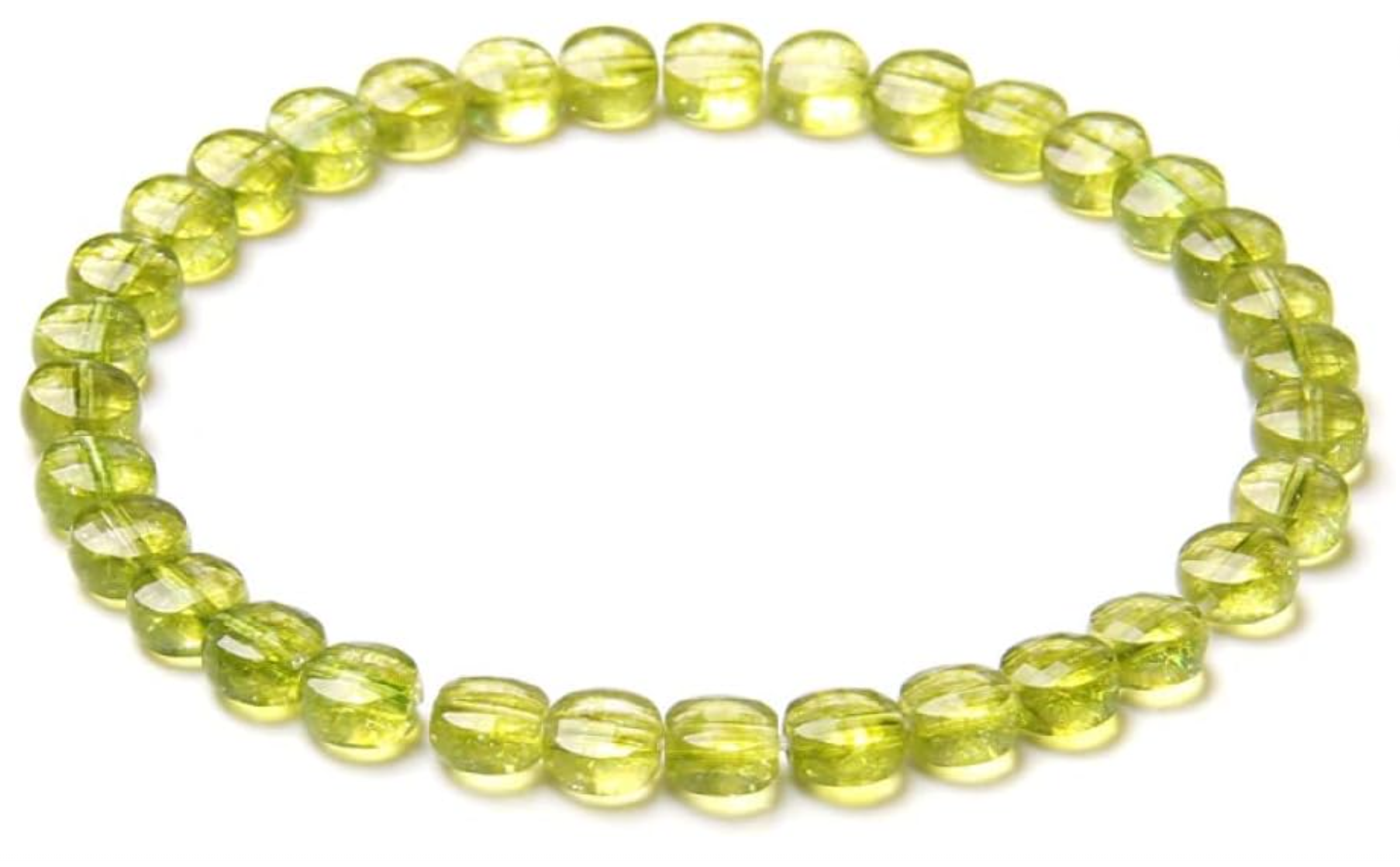 Pulsera de olivina con cuentas redondas